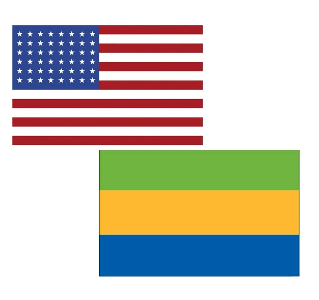 3'x5' Polyester USA & Gabon Flag Set; One Flag for Each Country