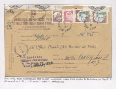 STORIA POSTALE castelli bobina SERVIZIO RISCOSSIONI 1982 CIB_088 