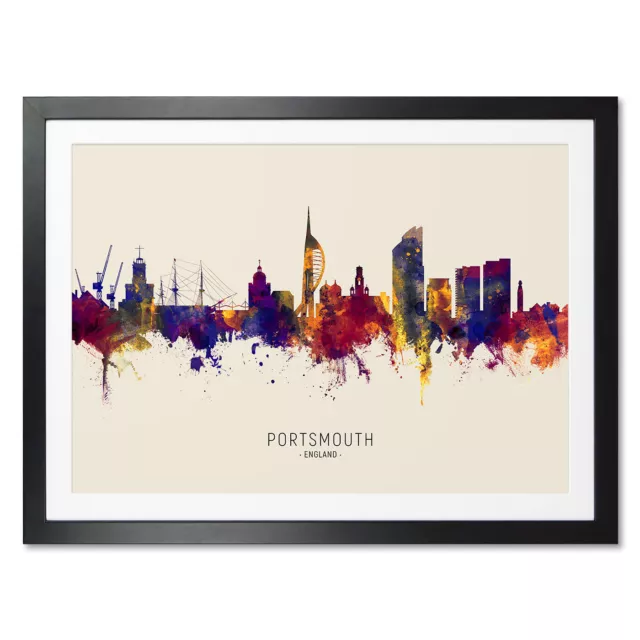 Portsmouth Skyline, Poster, Canvas or Framed Print, watercolour painting 15052