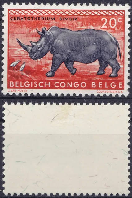 Belgian Congo 1959 20C Definitive White Rhinoceros Sc-307 MVLH OG
