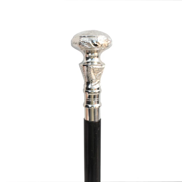 Vintage Antique Wooden Walking Stick Cane Silver Brass Handle Knob Perfect Gift