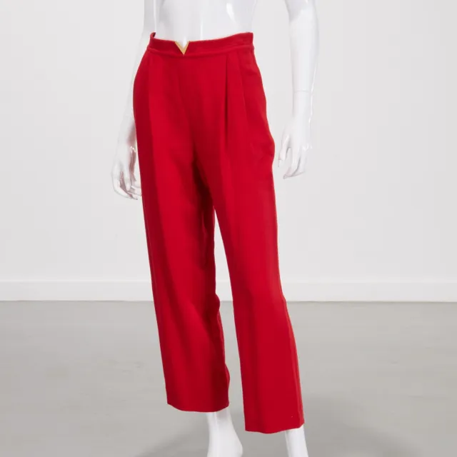 Valentino Miss V 100% Lana Wool Red Womens Slacks Trouser Pants Italy Size 8/42