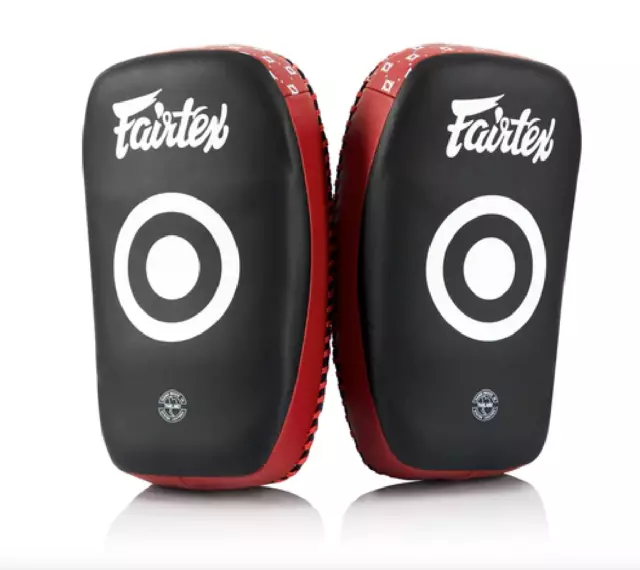 GENUINE FAIRTEX NEW MUAYTHAI SMALL Curved Kick Pads Training Equipment KPLC6 RED 3