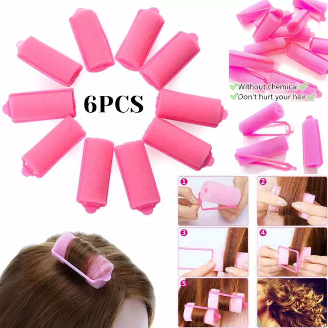 6x Sponge Hair Rollers Curlers Waves Curly Professional Salon Styling Foam Soft