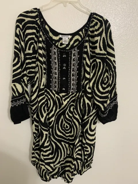 Krista Lee Women Zebra 3/4 Sleeve Blouse Size XXL