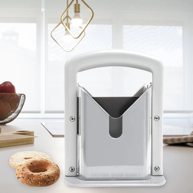UK BAGEL GUILLOTINE Slicer with Safety Handle Cutter Baking Pastry