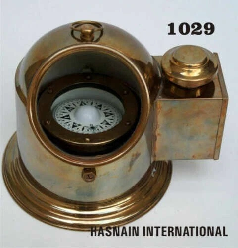 Lampe à Pétrole Marine Ancienne - Binnacle En Laiton - Reproduction WWI