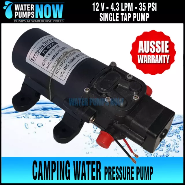 12V Water Pump Caravan Camping for Single Tap Sink Pressure Pump 35PSI 4.3L/min