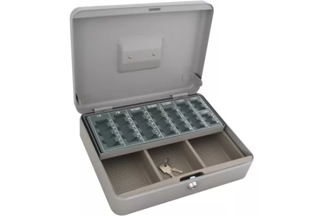 GELDKASSETTE 30 CM grau mit Münzfach & Schlüsseln Geld Kasse Kassette  Zählbrett EUR 14,99 - PicClick DE