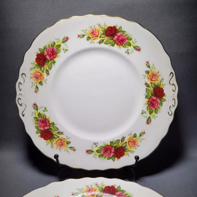 4x Pretty Royal Vale ROSES Cake Biscuit Dinner Plates 9" 2