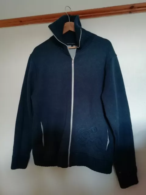 French Connection Mens Navy Zip Neck Sweatshirt Jumper Zipped Jumper Size Large