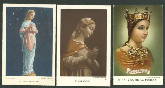 3 Estampas antiguas de la Virgen andachtsbild santino holy card santini