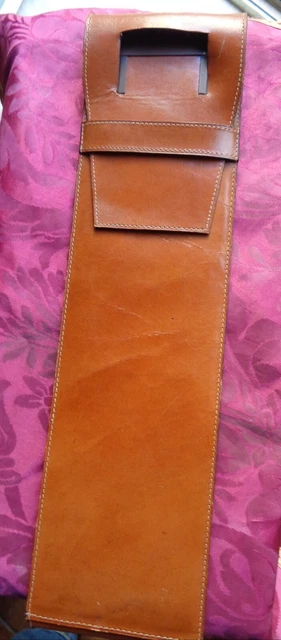 Porta cravatta con cerniera marrone in pelle sintetica di lusso fatto a mano con