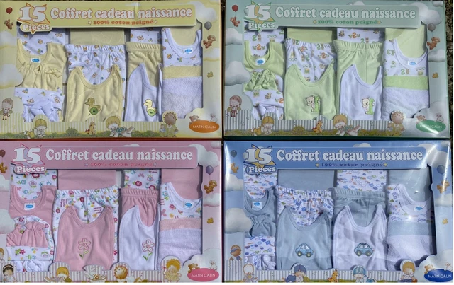 Cadeau Bébé 15 Pièces Ensemble 100%Coton Naissance 0/3 mois Fille Garcon