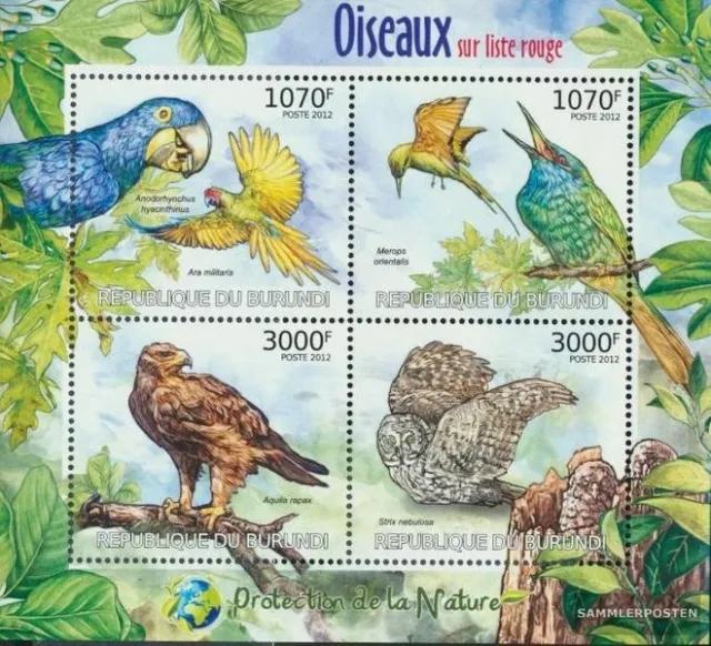 Burundi 2575-2578 Minifoglio (completa edizione) MNH 2012 Rare Uccelli