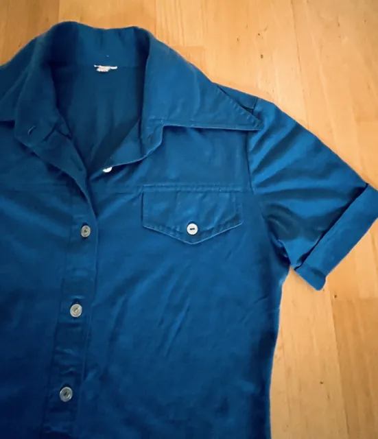 Camicia blu vintage anni '60, t-shirt ca S * camicetta mod anni '60