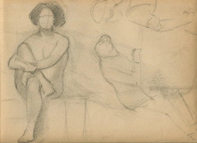 ANTIQUE PENCIL DRAWING Original Nude Woman Portrait £145.00 - PicClick UK