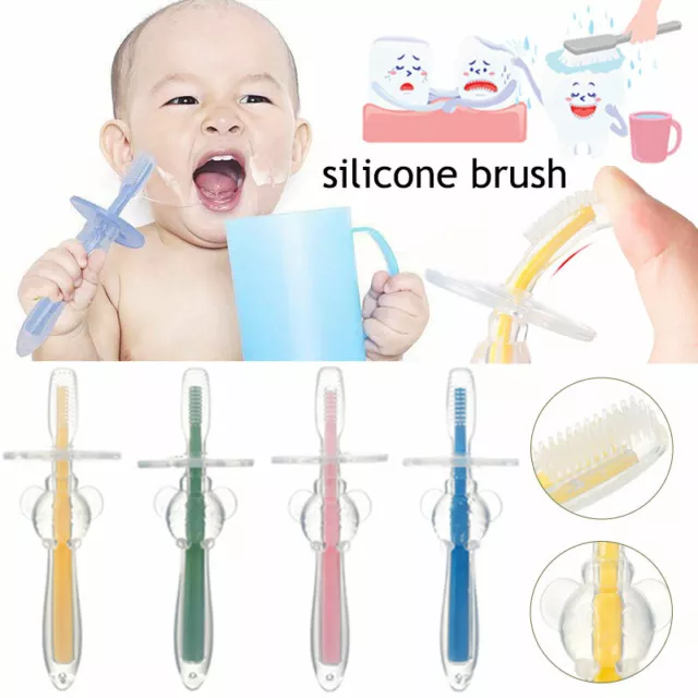 2/1X Weiche Silikon Kauen Zahnbürste Zahnen Massage Pinsel Forkid Baby Infan #N