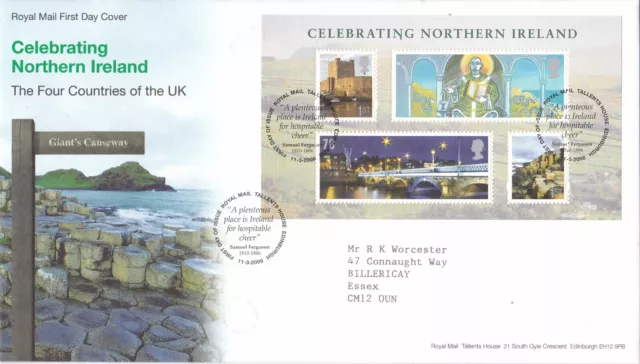 Gb Great Britain 2008  Northern  Ireland Mini Sheet On Fdc First Day Cover