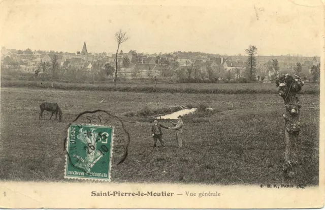 SAINT-PIERRE-LE-MOUTIER 1 vue générale timbrée