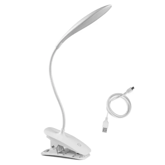 Lampada Scrivania Luce Da Lettura  Con Pinza Led Batteria Ricaricabile Touch USB