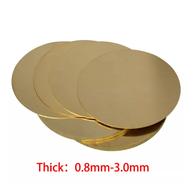 H62 Solid Brass Discs Blanks Metal Round Sheets OD 50-200mm Thick 0.8mm 1mm- 3mm