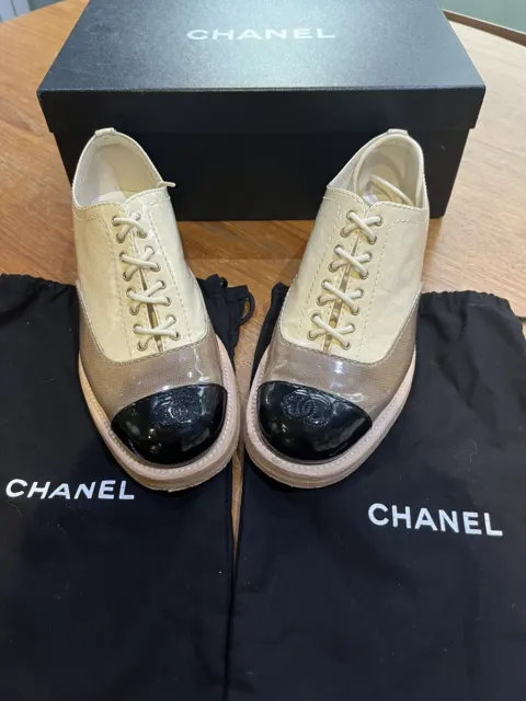chanel canvas slip on shoes