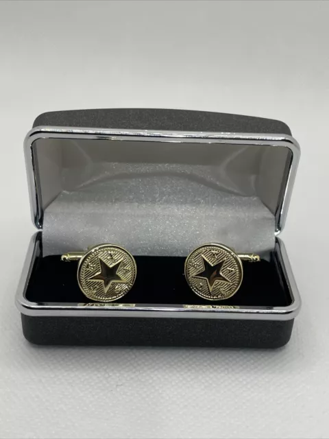 Texas Star Cufflinks Gold Tone In Case Brand New