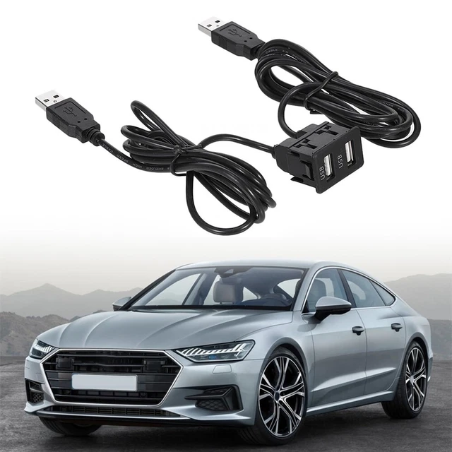 1 PCS Car Dash Flush Mount Two USB Port Panel Auto Boat Dual USB Extension 150CM