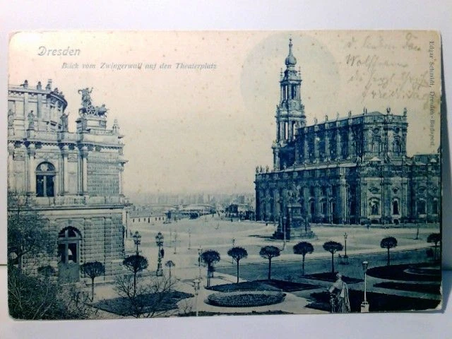 Dresden. Blick vom Zwingerwall auf den Theaterplatz. Alte Ansichtskarte / Postka