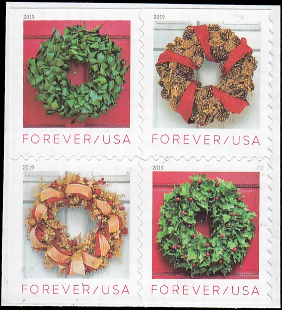 US Stamp #5424-5427 - 2019 55¢ Holiday Wreaths (Forever), MNH VG (Set of 4)