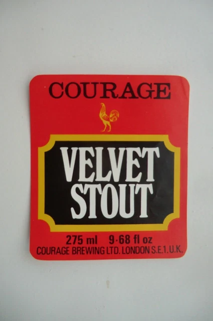 MINT COURAGE LONDON VELVET STOUT 9.68fl oz BREWERY BEER BOTTLE LABEL