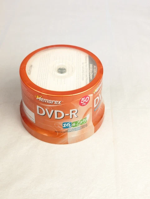 MEMOREX DVD-R 50-PACK Spindle 4.7GB 16X 120 Minutes Factory Sealed $11. ...