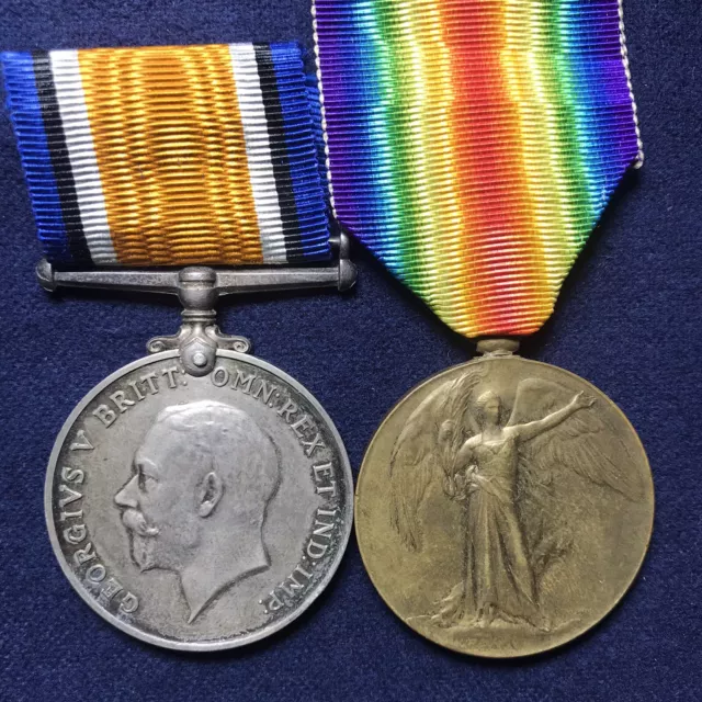 WWI Great War 1914-1919 Medal Pair to 24433 Pte. A. Martin Devonshire Regiment