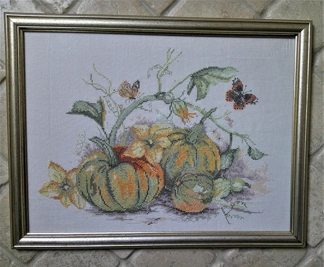 Imagen Enmarcada De Punto Fino Coss De Calabazas. 18 X 14"