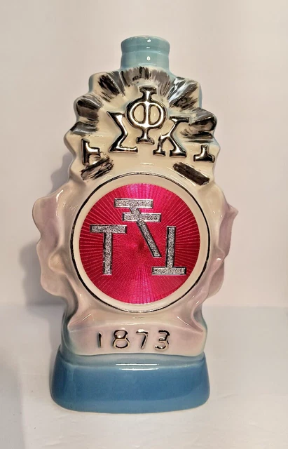 Jim Beam Phi Sigma Kappa Vintage 1973 Bourbon Decanter Man Cave Bar Decor 100 yr
