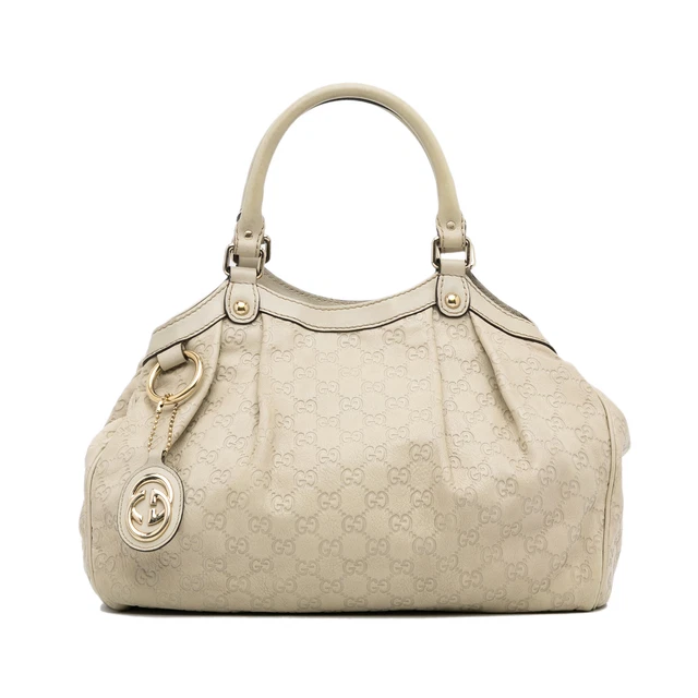 Authenticated Gucci Guccissima Sukey White Calf Leather Tote Bag Authenticated Gucci Guccissima Sukey White Calf Leather Tote Bag