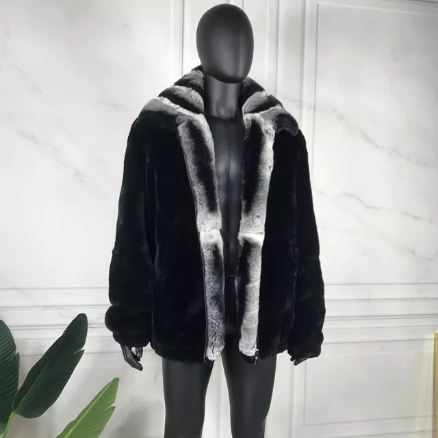 Fashion Men farming Rabbit Fur Jacket Thick Laple Coat Zipper Overcoat Outwear