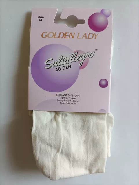 CALZE GOLDEN LADY SALTALLEGRO BIANCO LANA TAGLIA 6-8 anni 40 denari