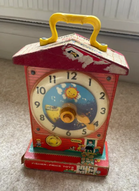 Vintage Childs Toy Fisher Price Music Teaching Clock  1970s Quaker