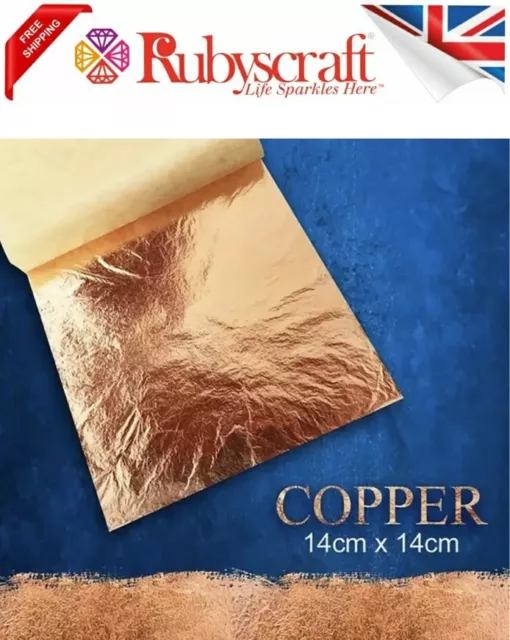 100 Sheets Copper Leaf. 14cm X 14cm. For Art, Crafts, Design Gilding