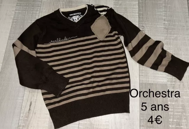 Orchestra 5 Ans GARÇON / Pull Coton Marron TBE