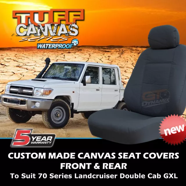 Tuff Canvas Seat Covers F+R For Toyota 70 Series Landcruiser 10/2012-16 GXL