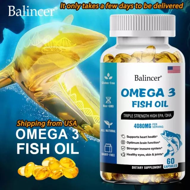 Olio Di Pesce Omega 3 4080 Mg EPA E DHA, Da 30 A 120 Capsule, Non OGM