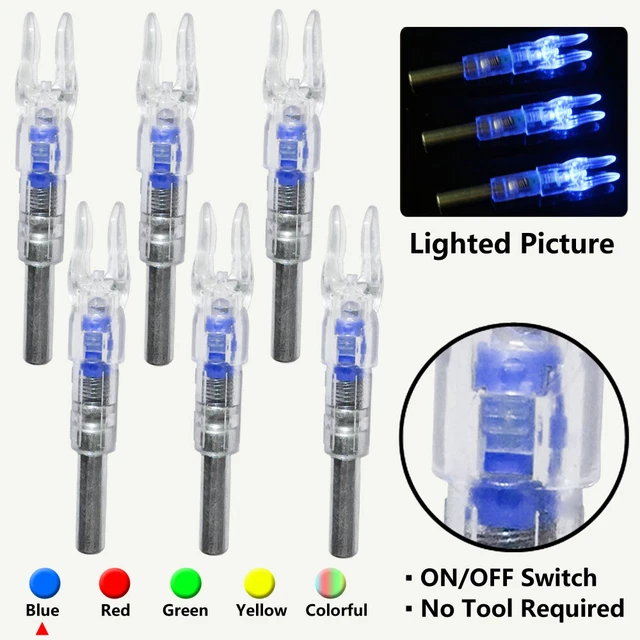 6Pcs 6.2mm LED Automatically Lighted Nocks For Archery Arrows Hunting Shooting