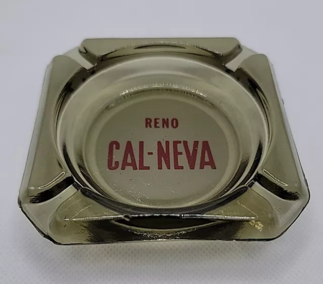 Club Reno Cal-Neva Smokey Glass Ash Tray Vintage Nevada Casino Advertising