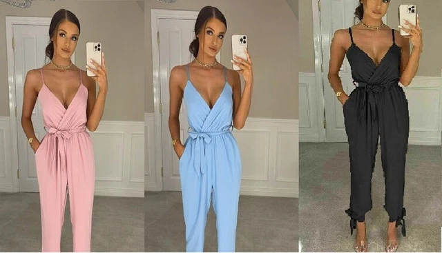 Top donna donna romper vita alta canotta donna tuta cami cinturini tuta