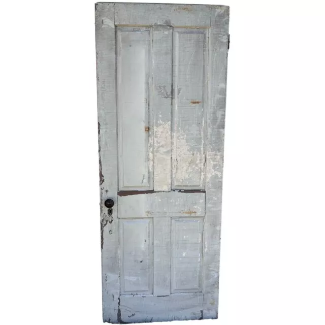 Antique 4 Panel Solid Wood Door Architectural Salvage 77.5"h x 30.25"w White
