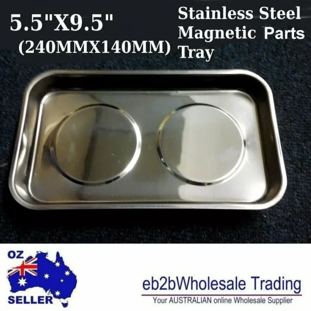 240 x140mm Stainless Steel Magnetic Parts Tray 20mm Depth Auto Garage Organizer