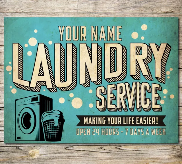 Personalised Laundry Washing Sign Metal Wall Door Signage Mum Utility Tin Plaque